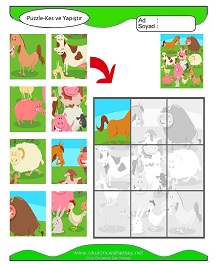 Puzzle Kes Yapıştır Çalışma Sayfaları